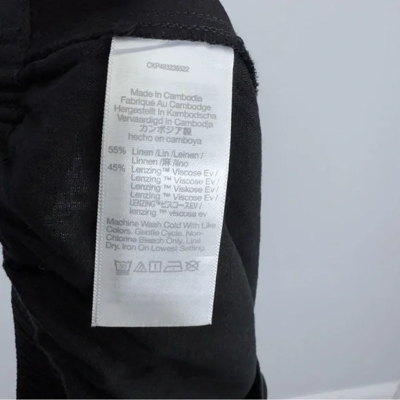 Madewell Petite Pull-On Straight Crop Pants in Linen Blend Black 10 P NP860 Boho - Picture 10 of 14